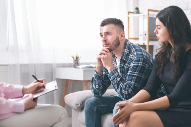 man listening to therapist