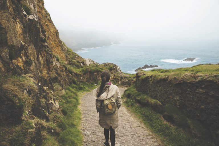 walking down a path